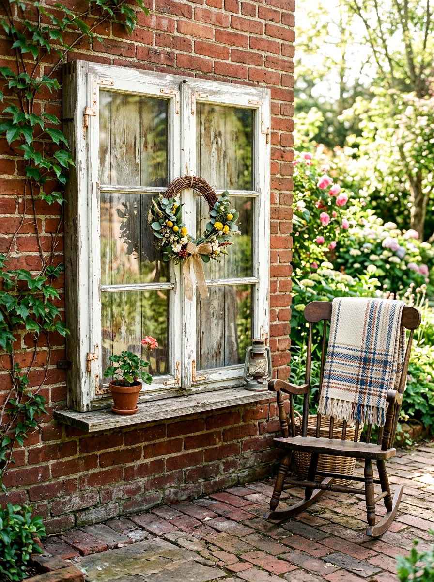Vintage Window Frame - 25 Spring Patio Wall Decor Ideas