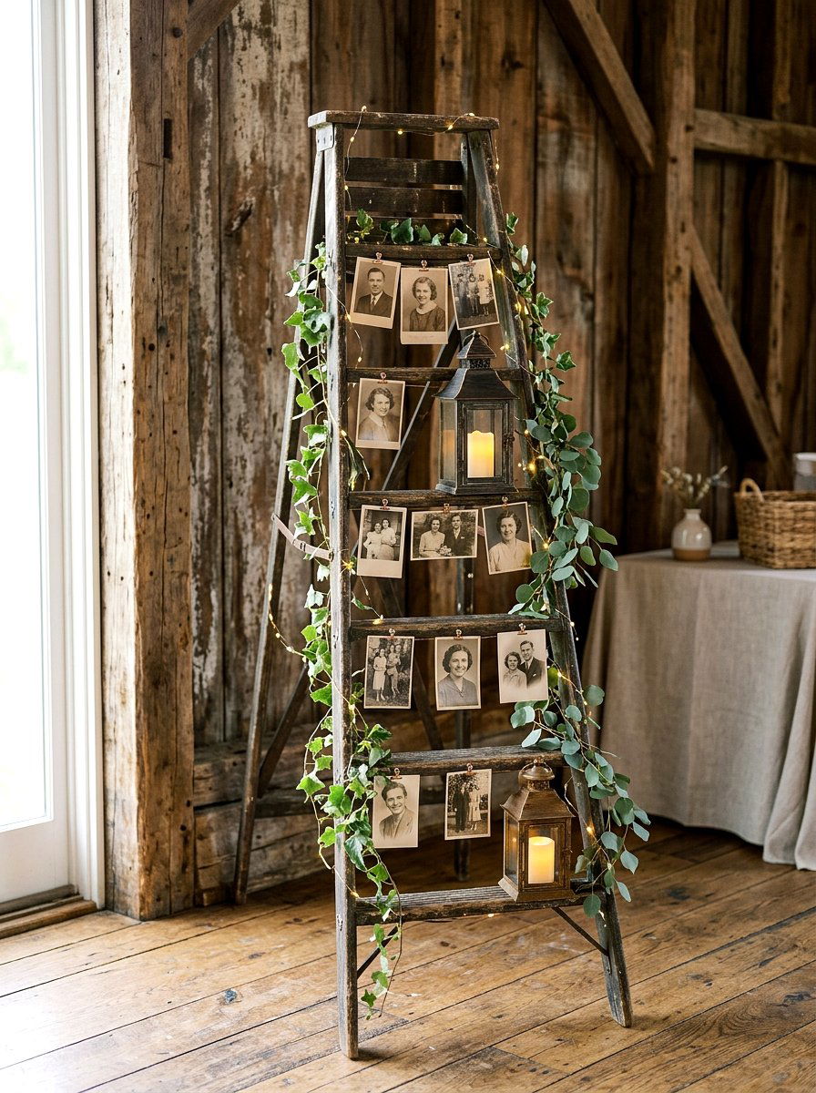Vintage Wooden Ladder - 25 Spring Barn Wedding Decor Ideas