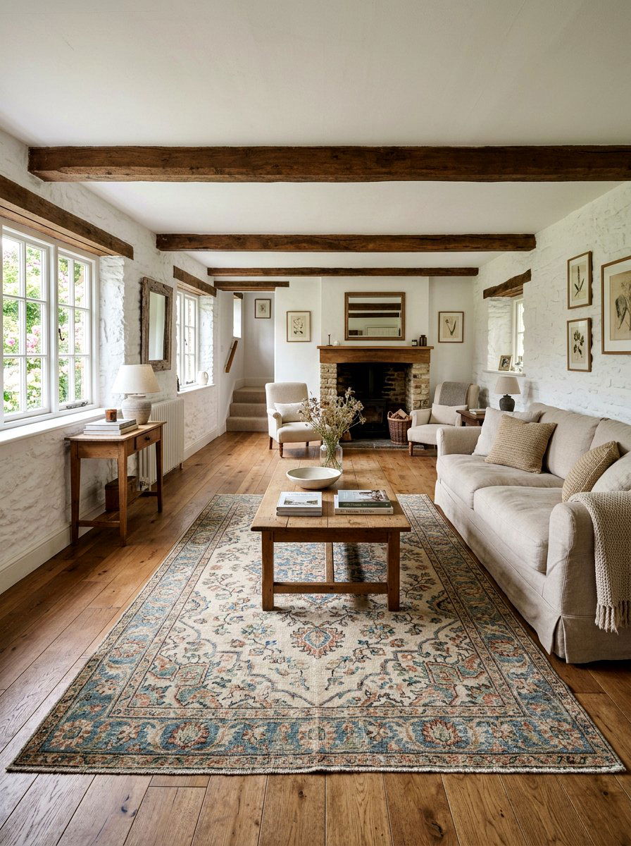 Vintage Woven Rug - 25 Spring Cottagecore Decor Ideas