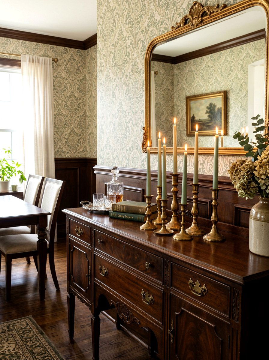 Vintage brass candlestick display - 25 Spring Traditional Decor Ideas