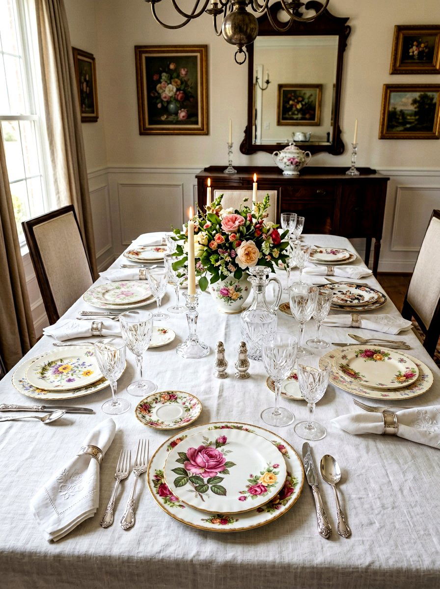 Vintage floral china set - 25 Spring Bridesmaid Luncheon Ideas