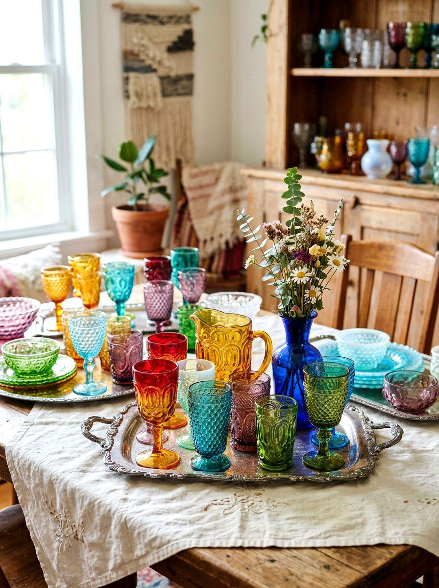 Vintage glassware collection - 25 Spring Cocktail Party Decor Ideas