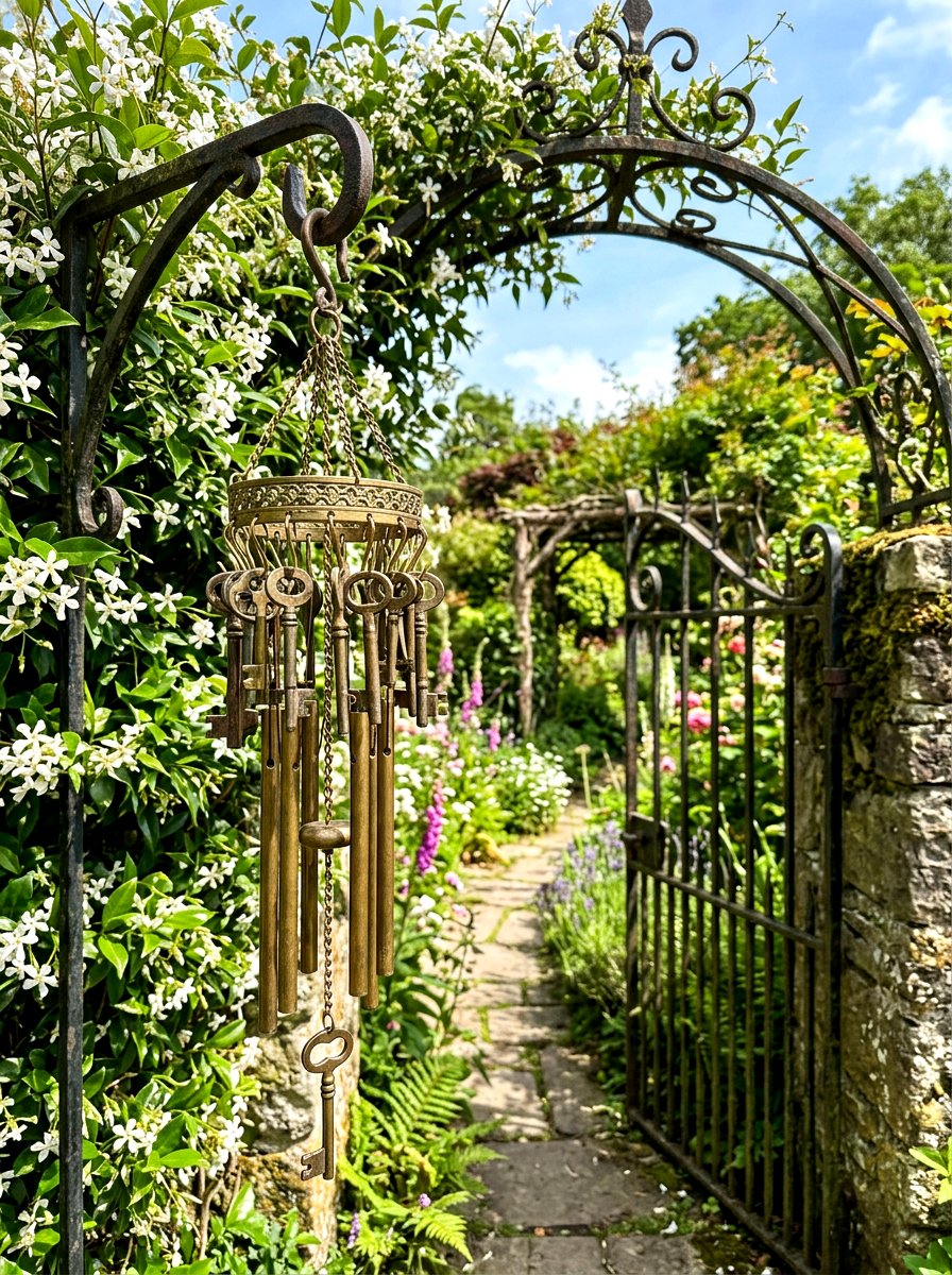 Vintage key wind chime - 25 Spring Wind Chime Ideas