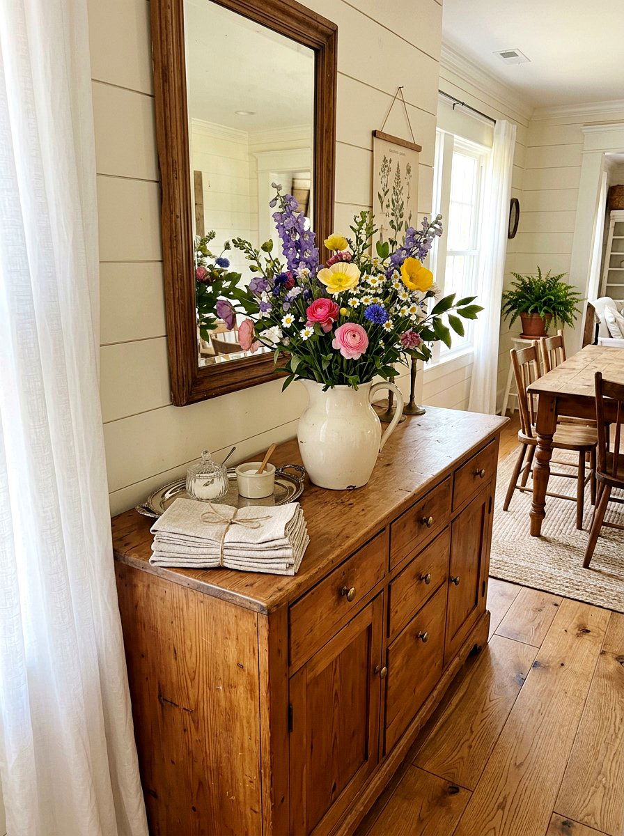 Vintage pitcher vase - 25 Spring Southern Decor Ideas