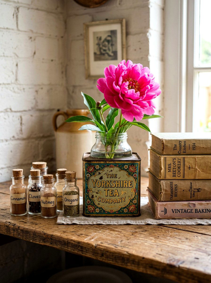 Vintage tea tin peony - 25 Spring Peony Centerpiece Ideas