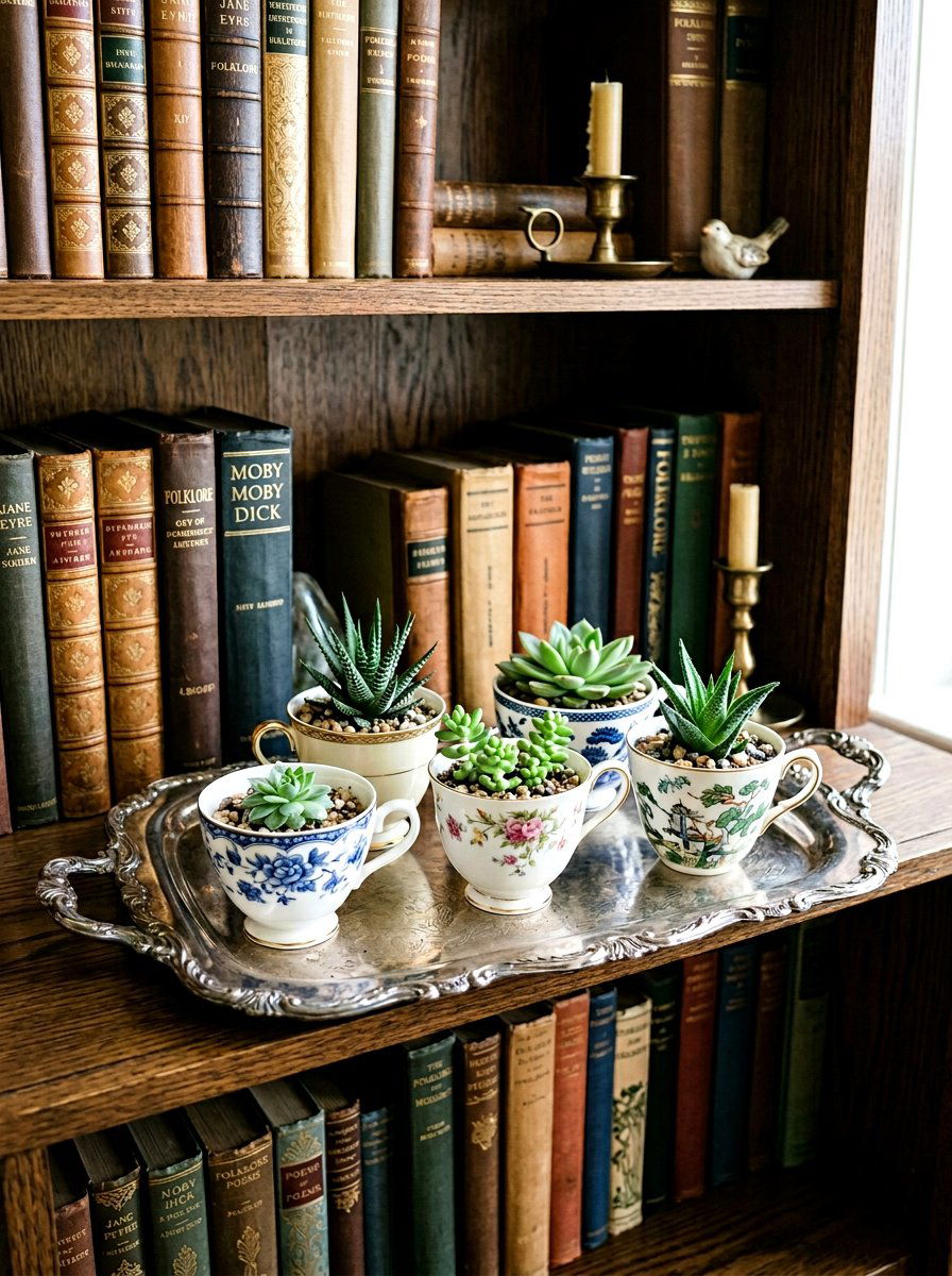 Vintage teacup succulent planter - 25 Spring Recycled Decor Ideas
