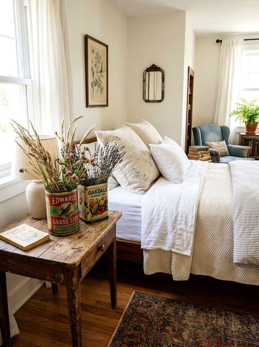 Vintage tin grass arrangement - 25 Spring Wheat Grass Decor Ideas