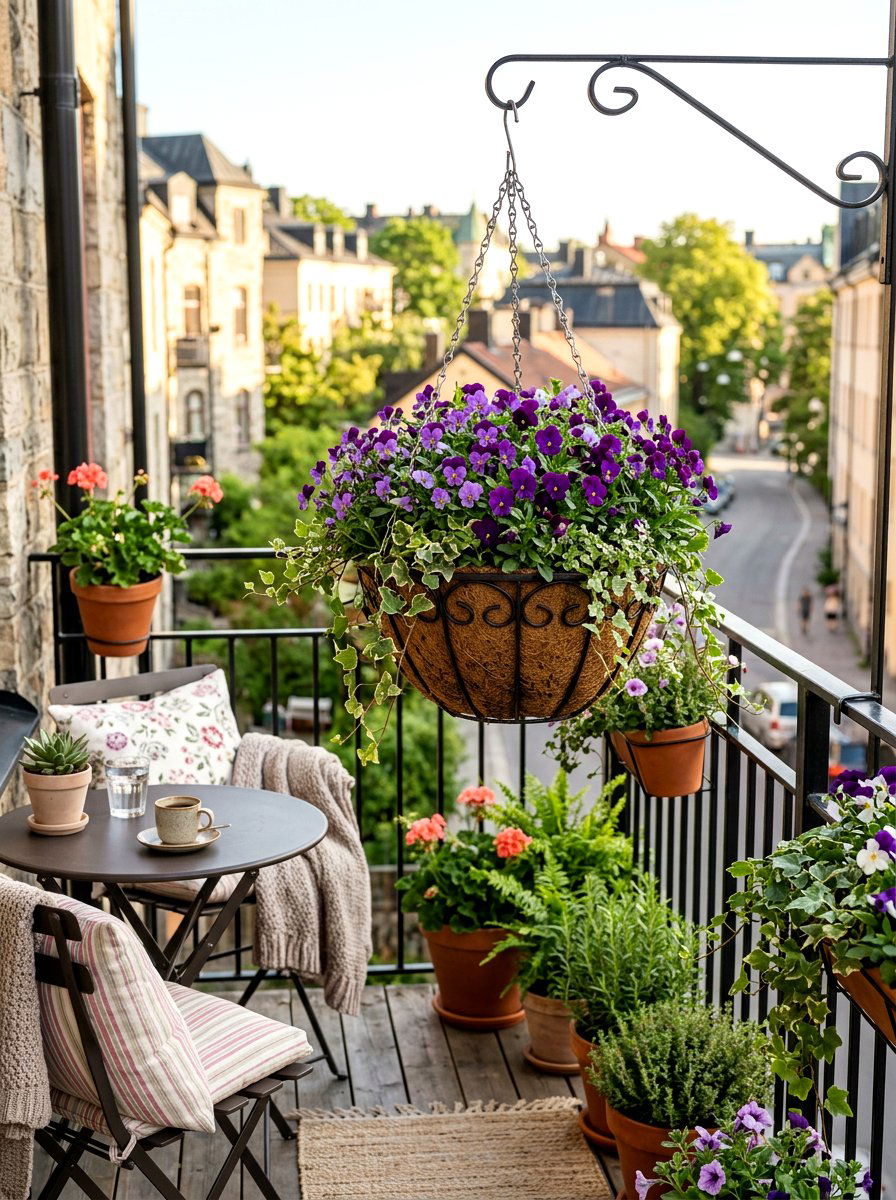 Viola Hanging Basket - 25 Spring Hanging Basket Flower Ideas