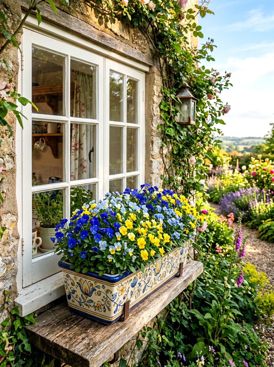 Viola Window Box - 25 Spring Window Box Ideas