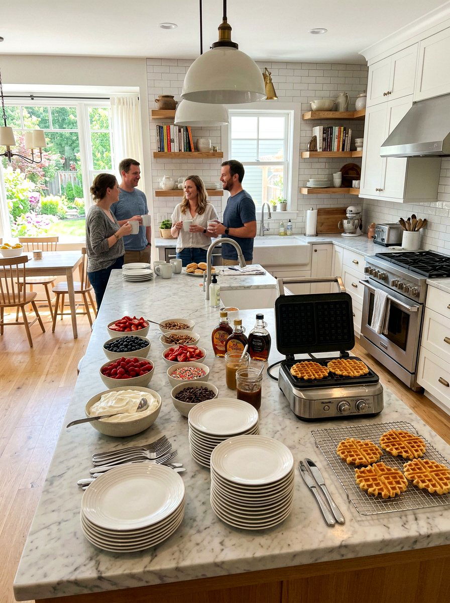 Waffle Bar Setup - 25 Spring Brunch Party Ideas