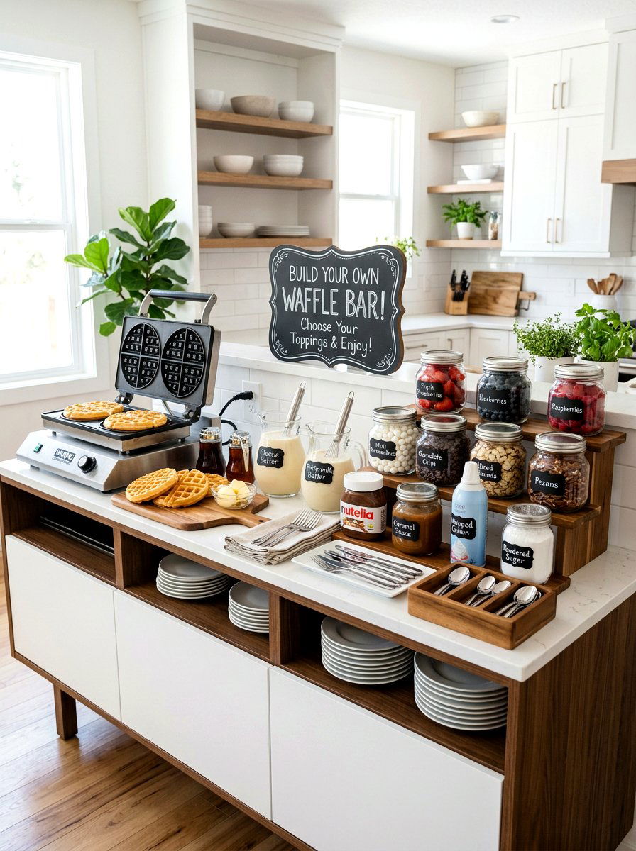Waffle Bar Station - 25 Spring Sunday Brunch Ideas