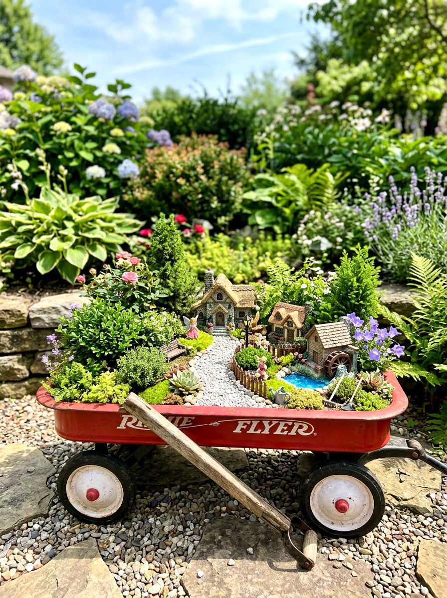 Wagon fairy garden - 25 Spring Fairy Garden Ideas
