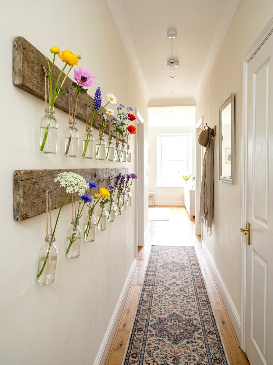 Wall Hanging Wildflower Bottle - 25 Spring Wildflower Arrangement Ideas