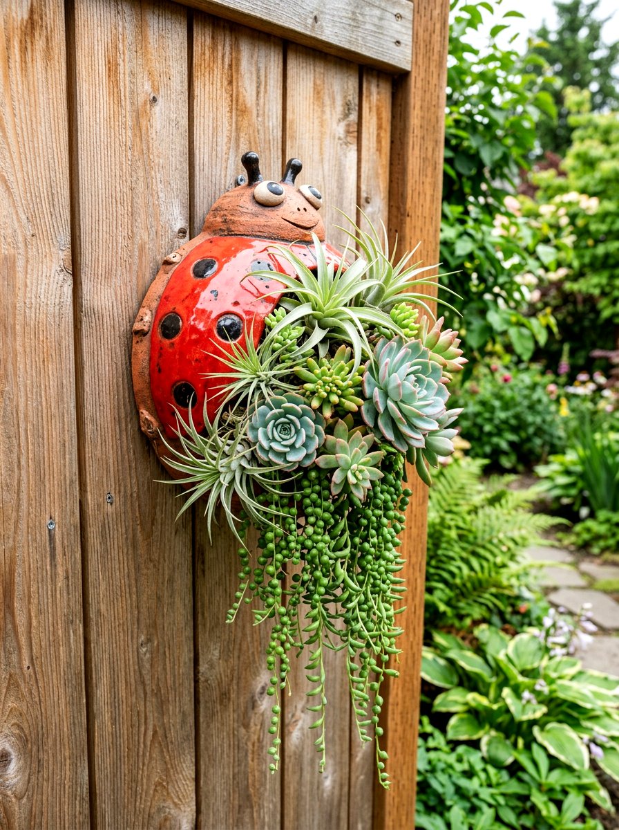 Wall Mounted Ladybug Planter - 25 Spring Ladybug Planter Ideas