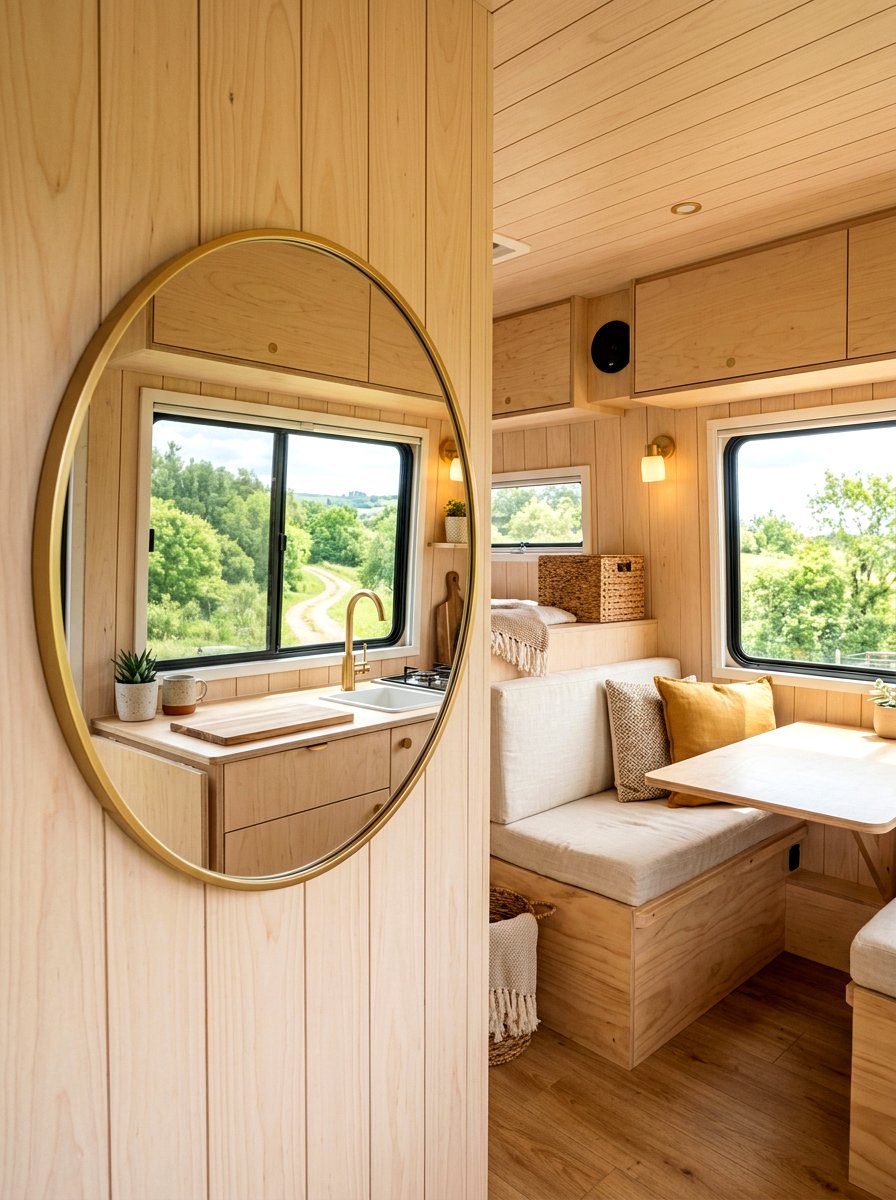 Wall Mounted Mirror - 25 Spring Camper Decor Ideas
