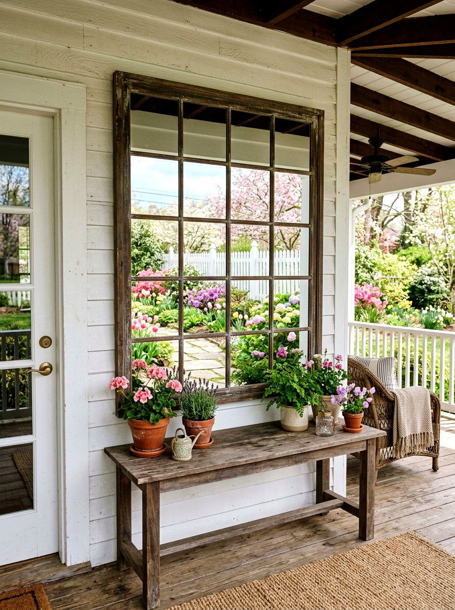 Wall Mounted Mirror - 25 Back Porch Spring Decor Ideas