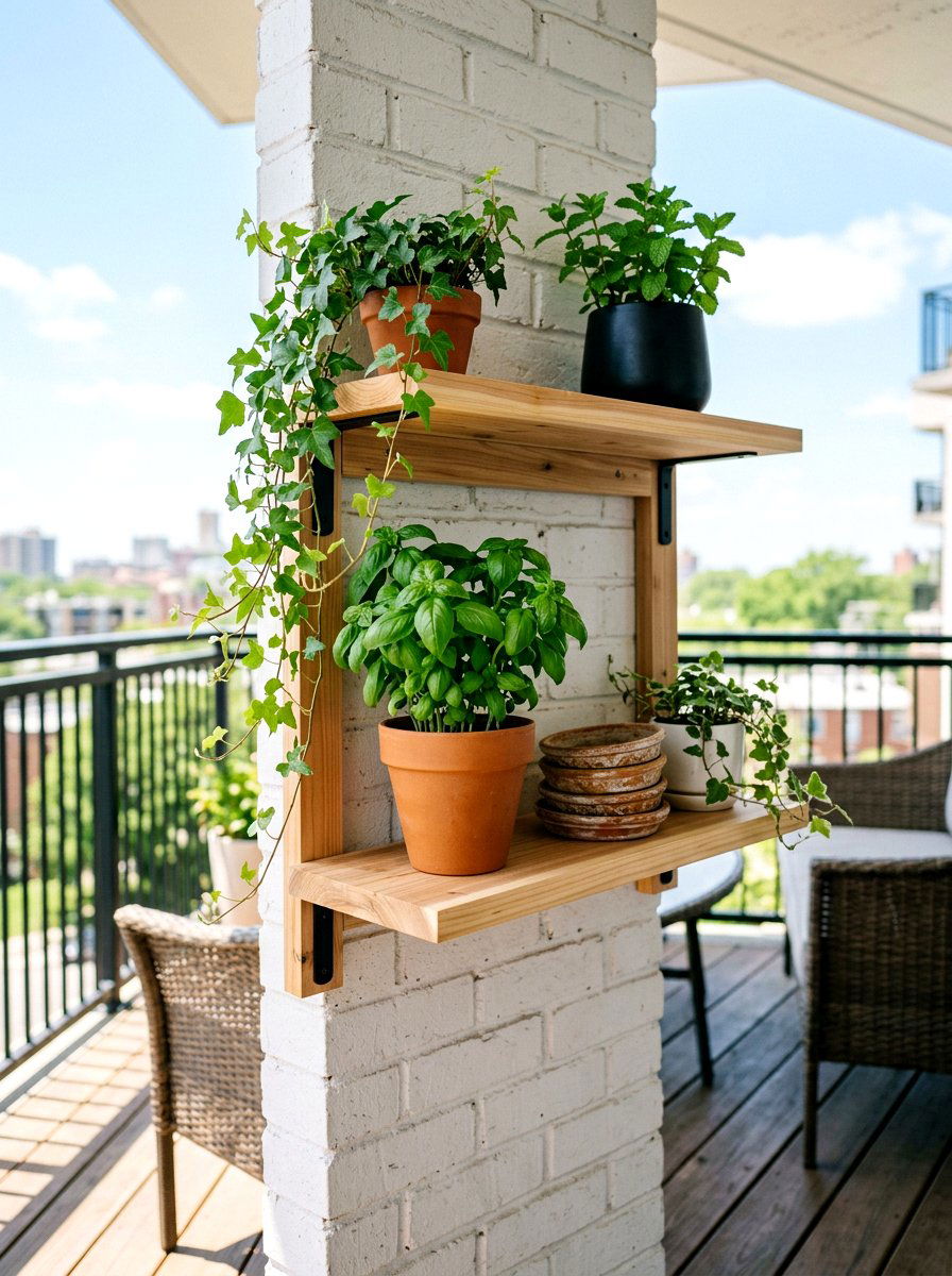 Wall Mounted Plant Shelf - 25 Spring Outdoor Shelf Decor Ideas