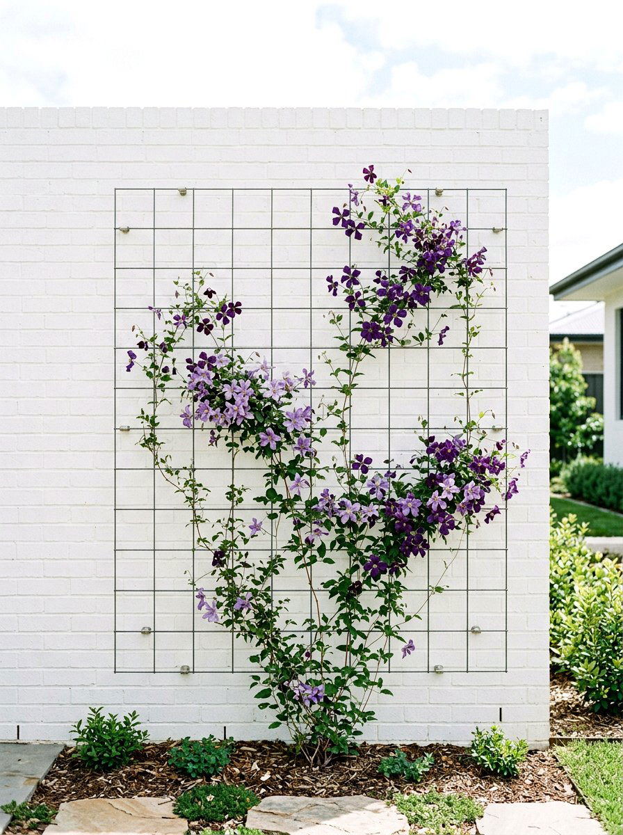 Wall Mounted Wire Trellis - 25 Spring Clematis Trellis Ideas