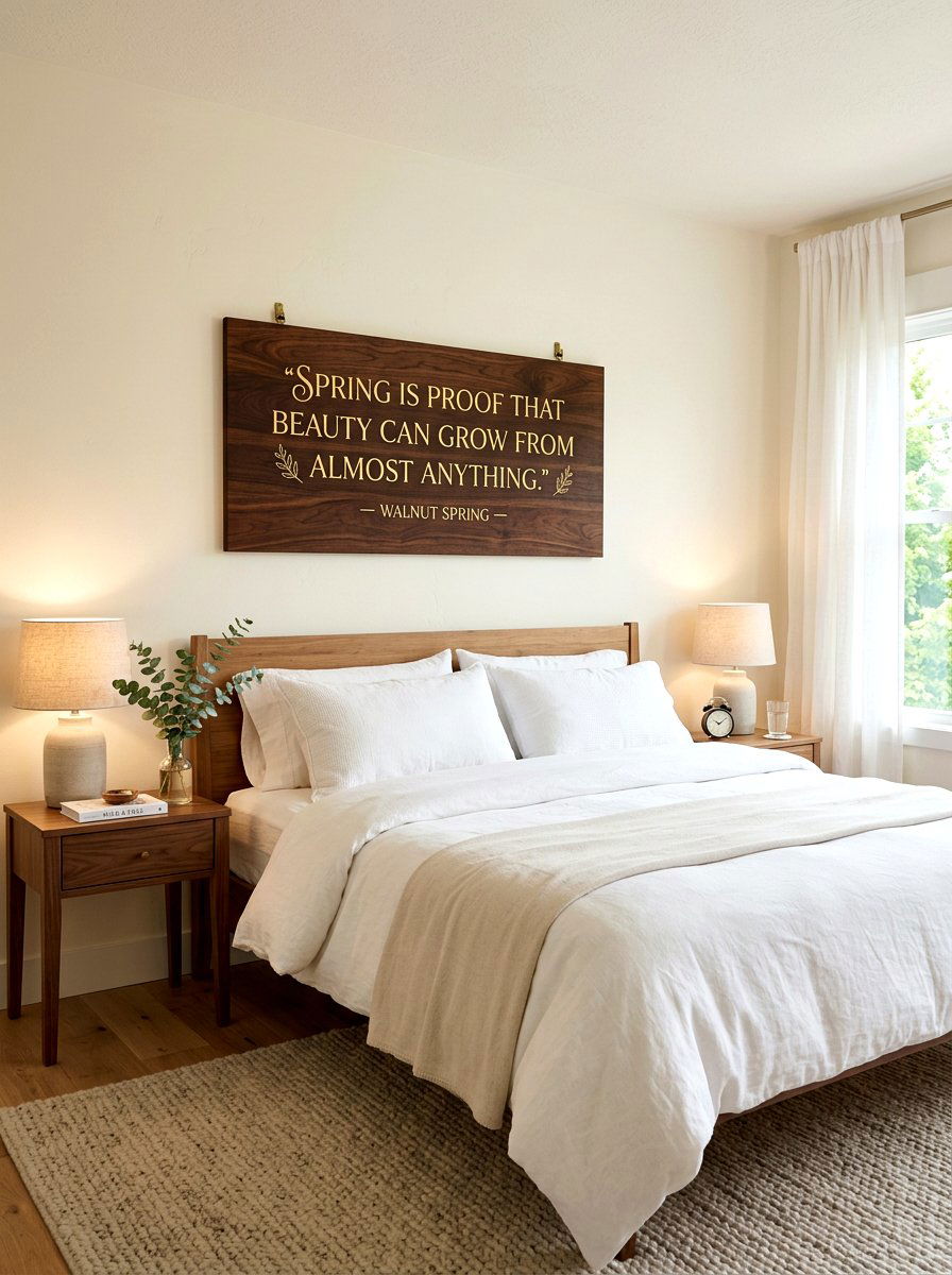Walnut Spring Quote Sign - 25 Spring Wooden Sign Ideas