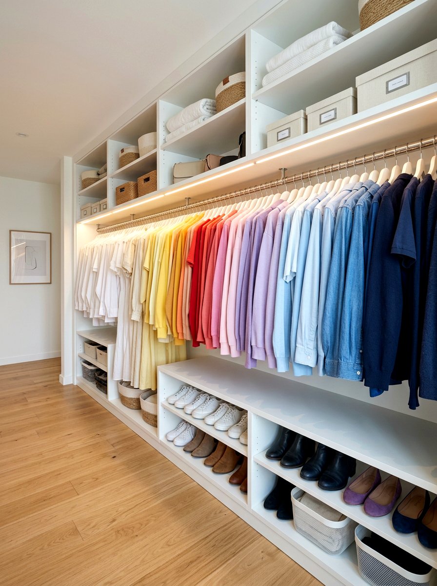 Wardrobe Color Coding - 25 Spring Closet Refresh Ideas