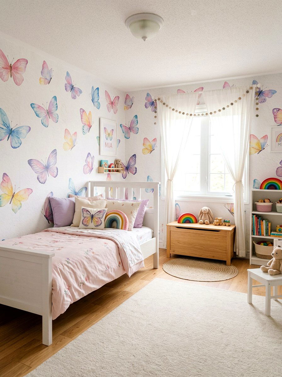 Watercolor Butterfly Wallpaper - 25 Spring Peel and Stick Wallpaper Ideas