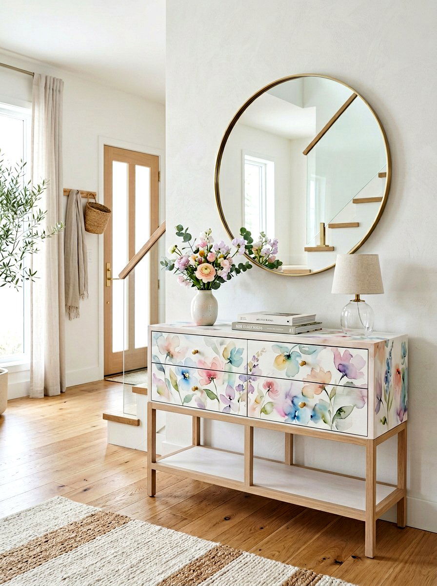Watercolor Console - 25 Spring Decoupage Furniture Ideas