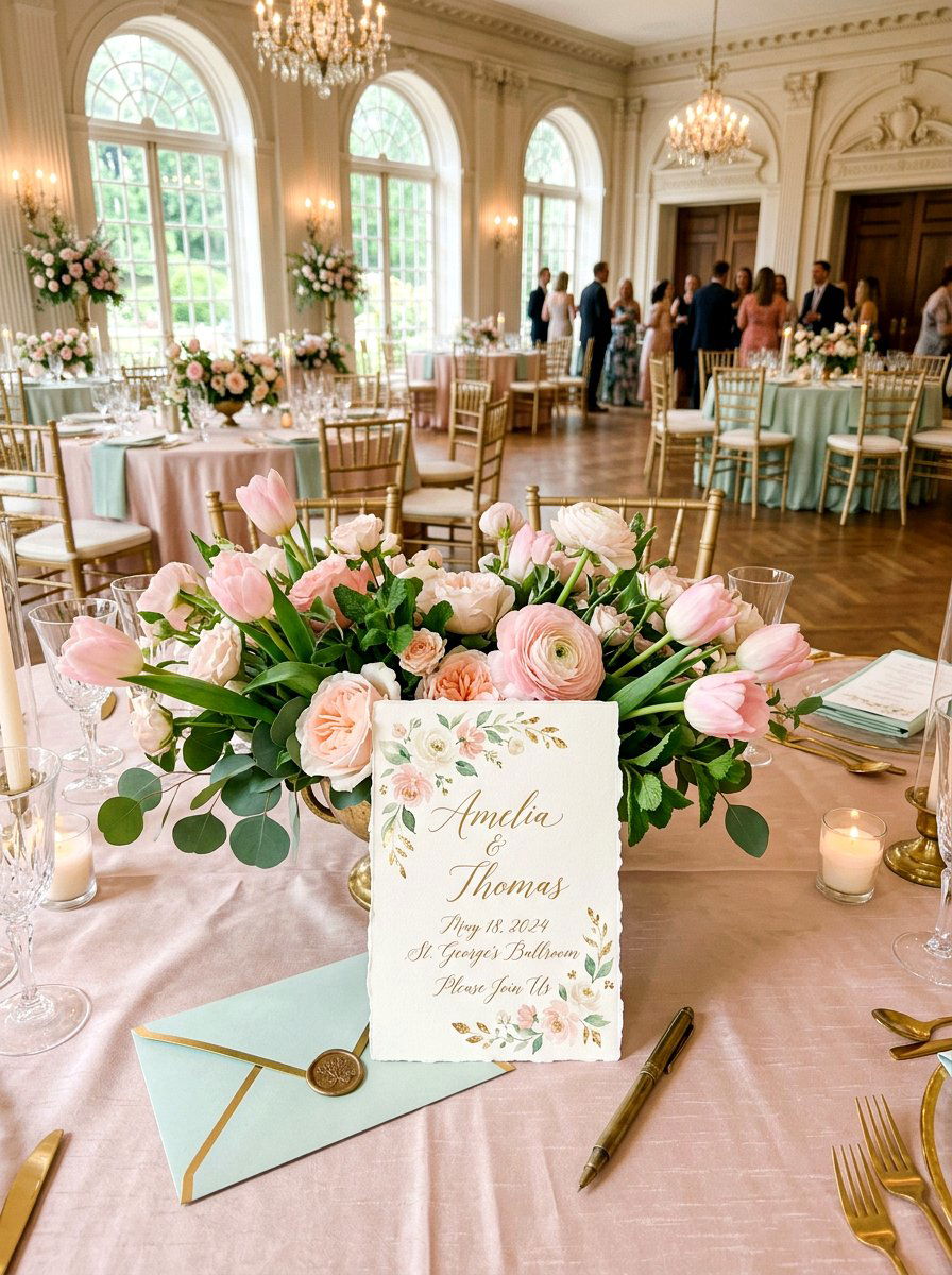 Watercolor Floral Card - 25 Spring Table Number Ideas