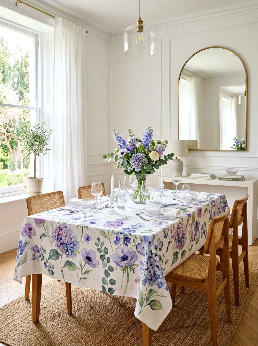 Watercolor Floral Tablecloth - 25 Spring Tablecloth Ideas