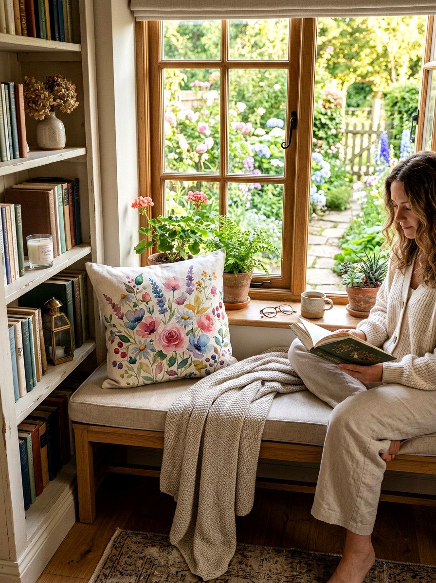 Watercolor Flower Cushion - 25 Spring Throw Pillow Ideas