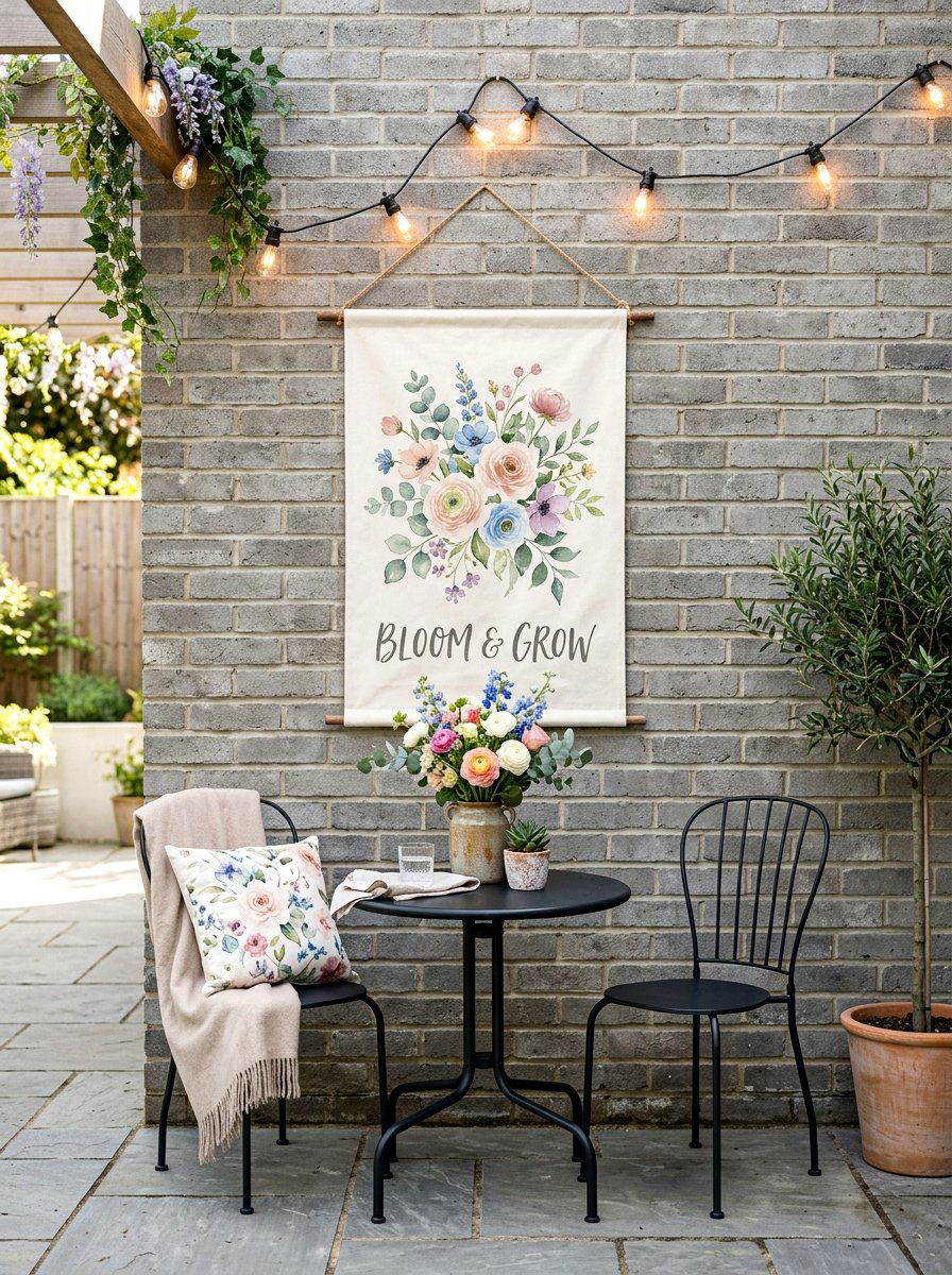 Watercolor Flower Hanging - 25 Spring Outdoor Banner Ideas