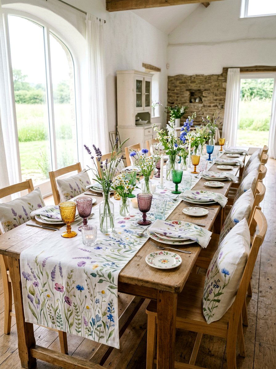 Watercolor Meadow Setting - 25 Spring Sprinkle Party Decor Ideas