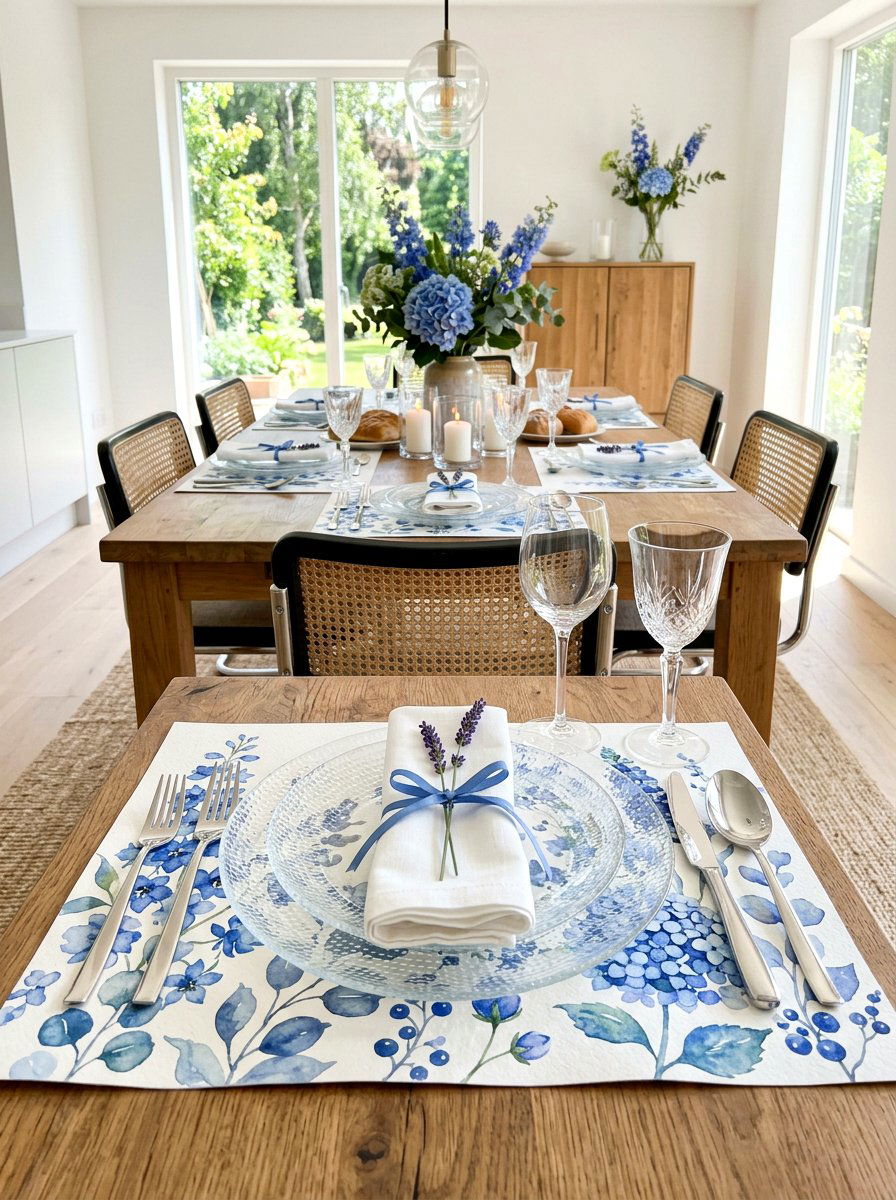 Watercolor Place Mat - 25 Spring Tea Party Table Ideas