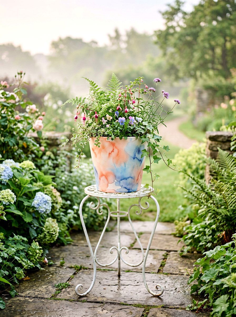 Watercolor Planter - 25 Spring Planter Painting Ideas