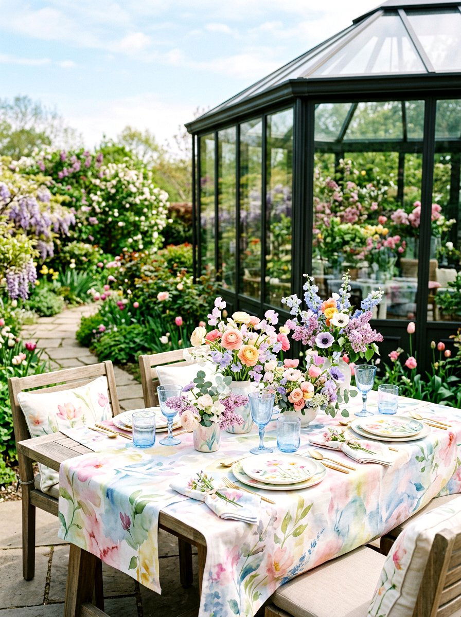 Watercolor Spring Table - 25 Spring Gazebo Table Decor Ideas