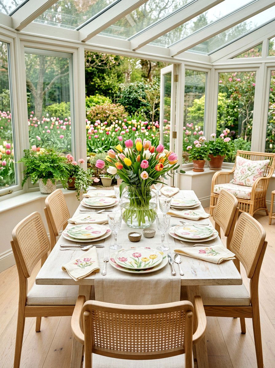 Watercolor Tulip Pattern Dinner Plates - 25 Spring Plate Decor Ideas