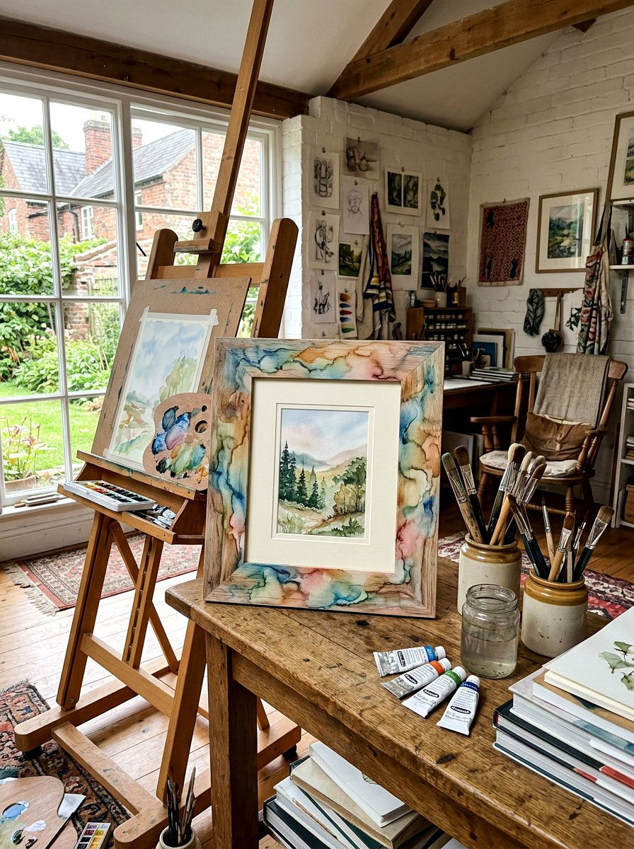 Watercolor Wash Picture Frame - 25 Spring Picture Frame Craft Ideas