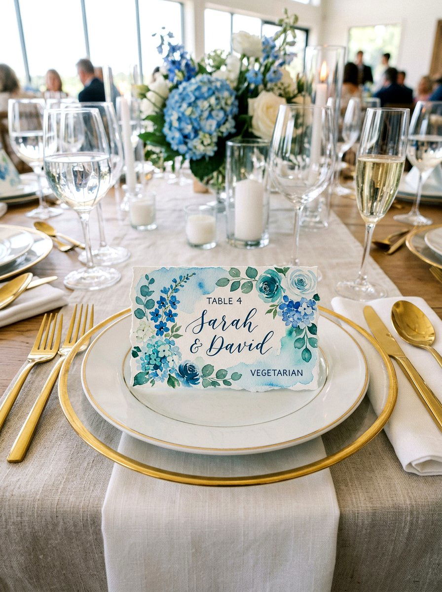 Watercolor Wedding Place Card - 25 Spring Wedding Decor Ideas