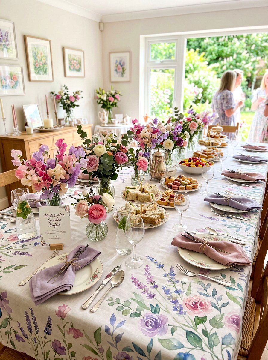 Watercolor floral palette - 25 Spring Buffet Table Decor Ideas