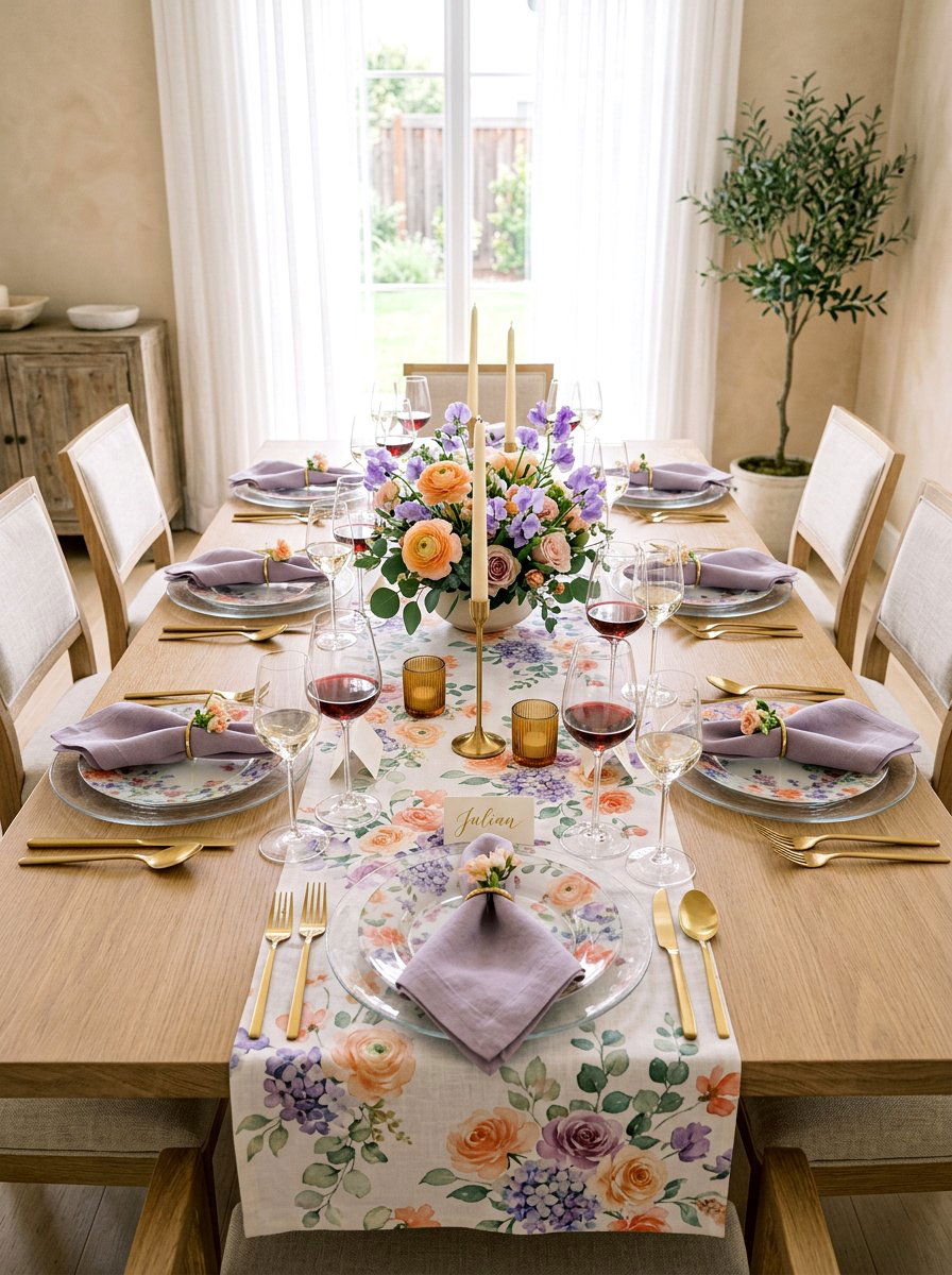 Watercolor floral table setting - 25 Spring Place Setting Ideas