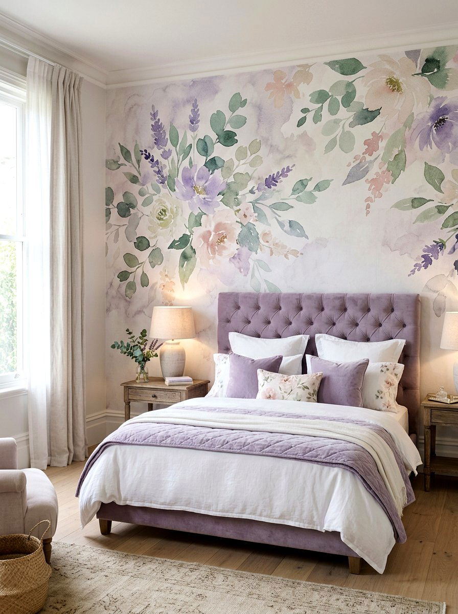 Watercolor mural bedroom - 25 Spring Bedroom Wall Decor Ideas