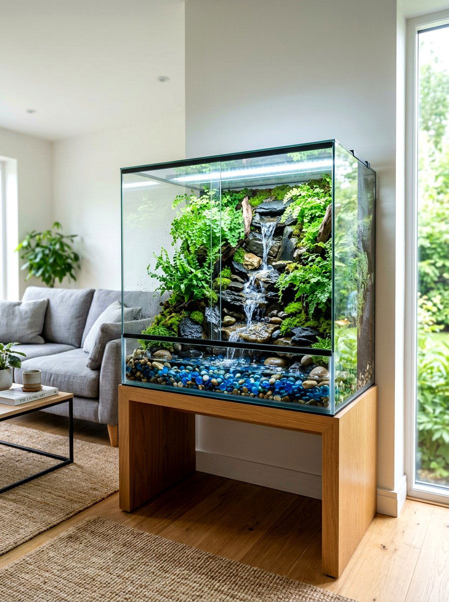 Waterfall Feature - 25 Spring Terrarium Ideas