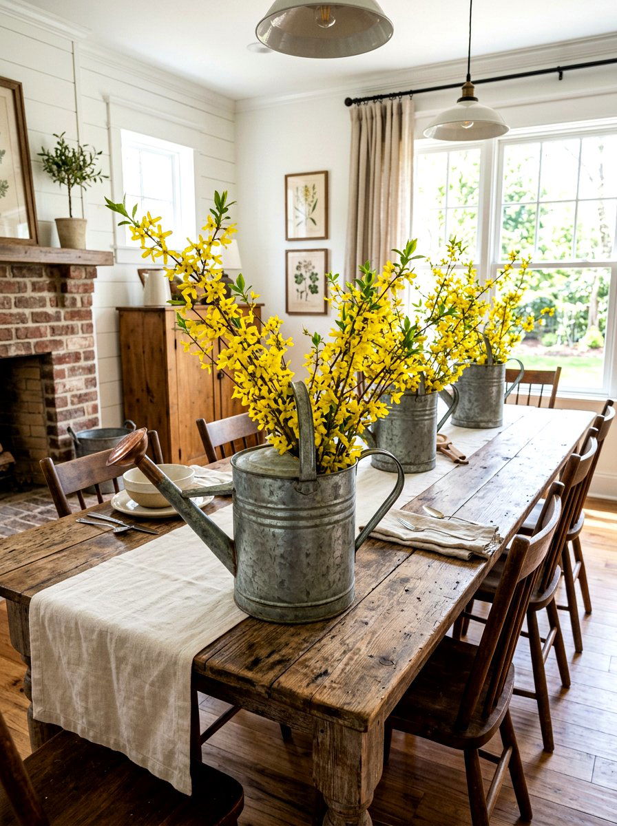 Watering Can Centerpiece - 25 Spring Cafe Decor Ideas