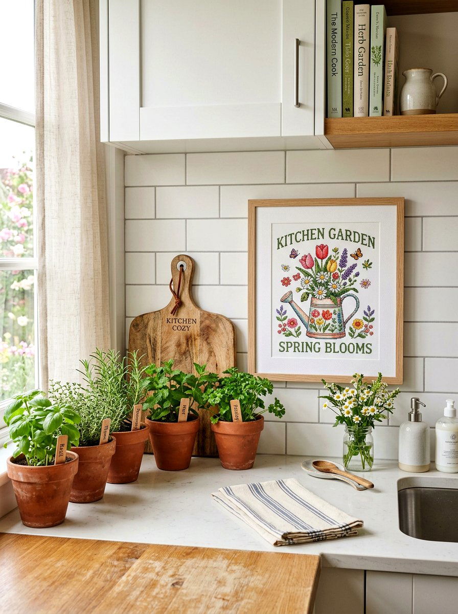 Watering Can Floral Motif - 25 Spring Cross Stitch Decor Ideas