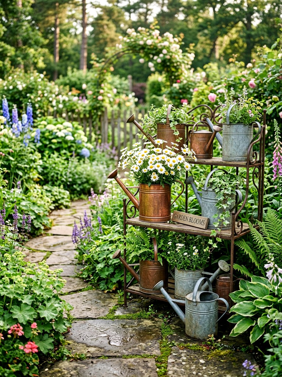 Watering Can Flower Display - 25 Spring Flower Market Ideas