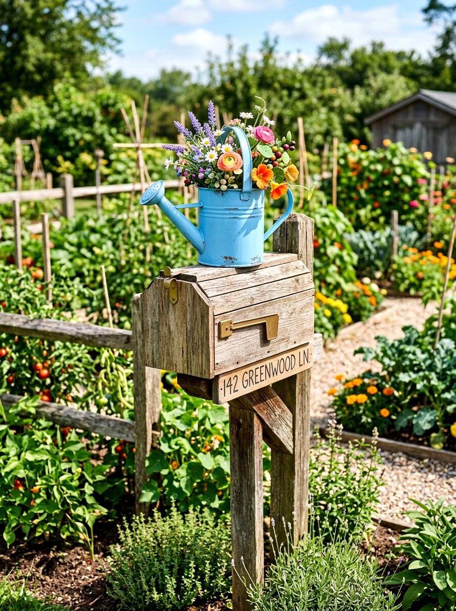Watering Can Mailbox Topper - 25 Spring Mailbox Topper Ideas
