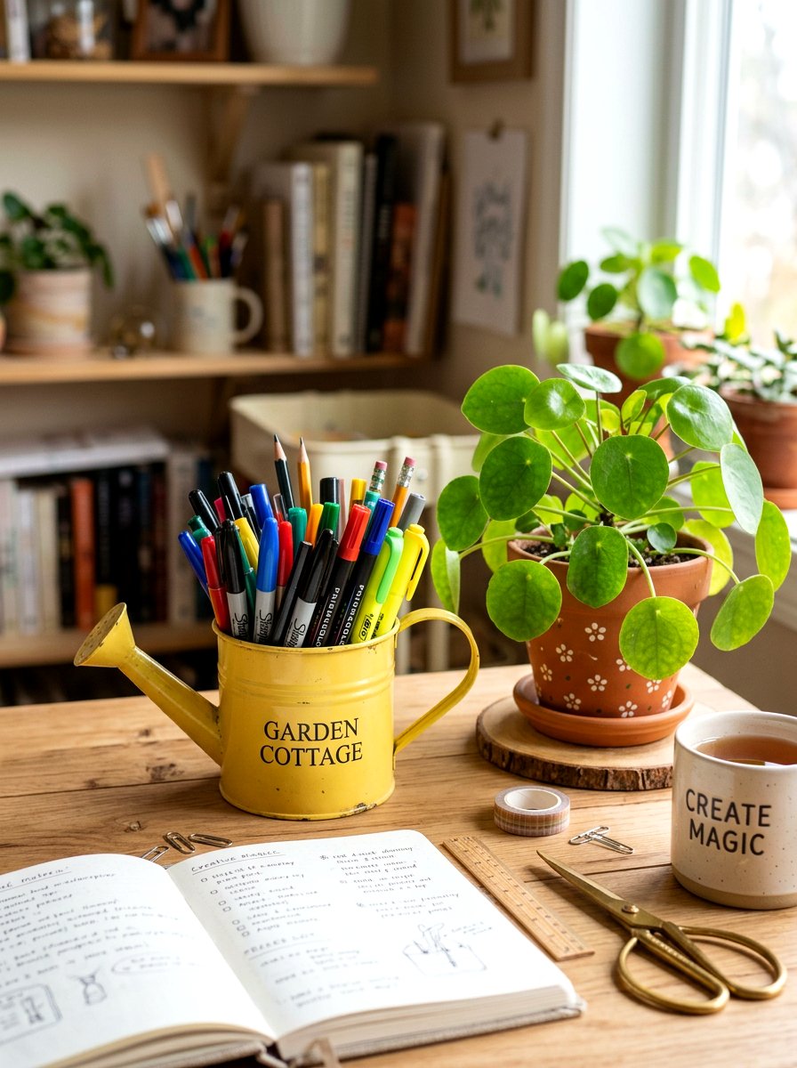 Watering Can Planter - 25 Spring Cubicle Decor Ideas