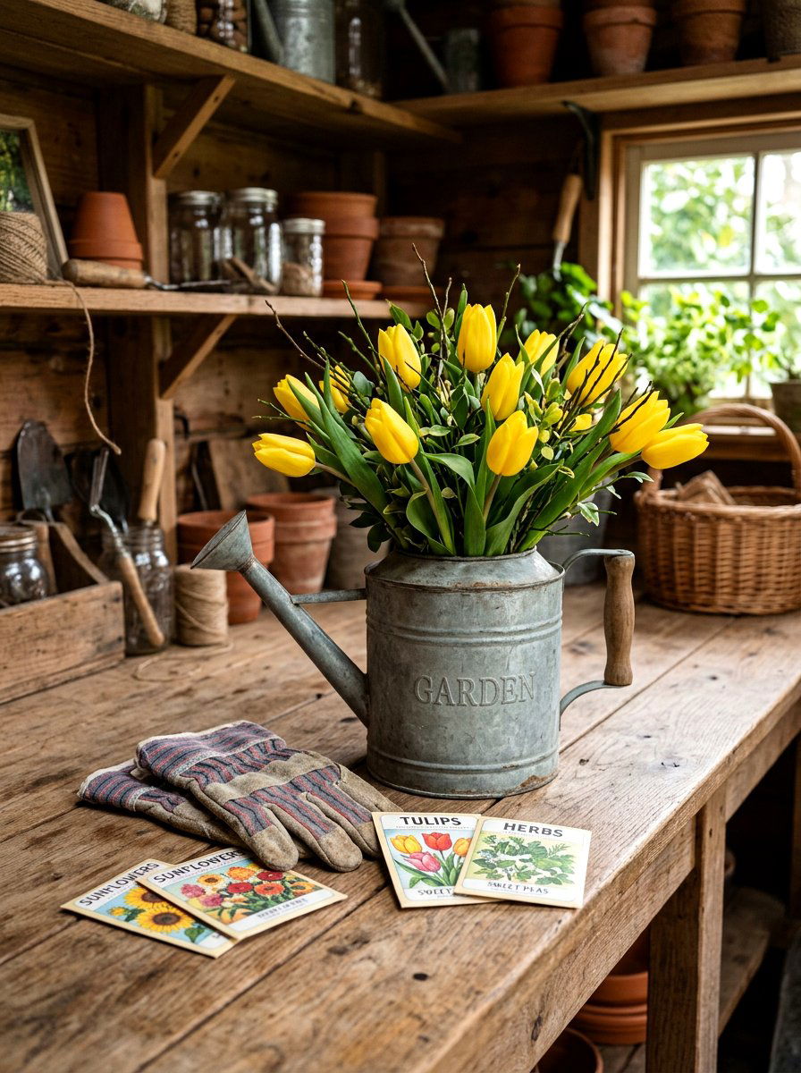 Watering Can Vase - 25 Spring Kids Table Decor Ideas