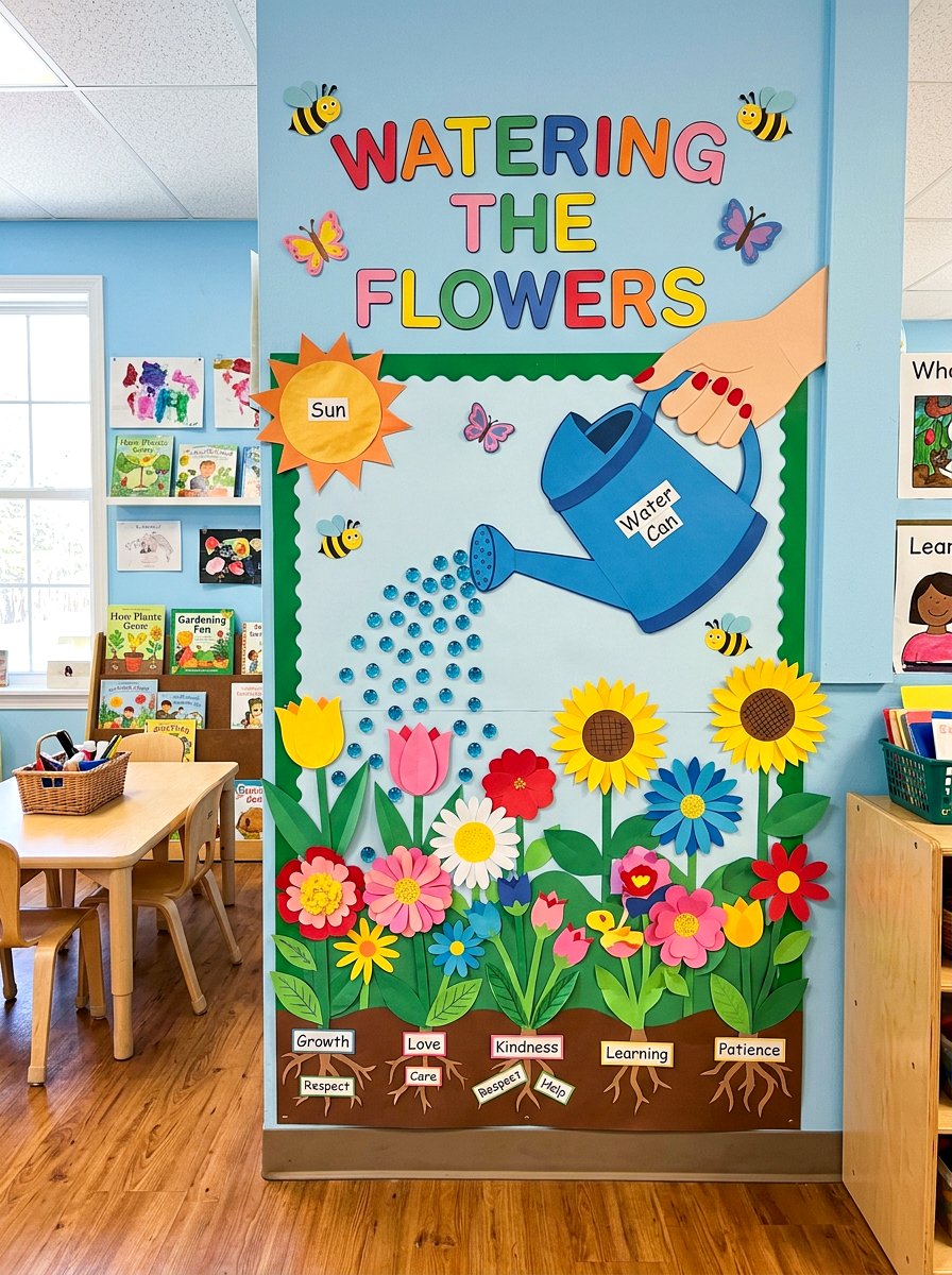 Watering The Flowers - 25 Spring Bulletin Board Ideas