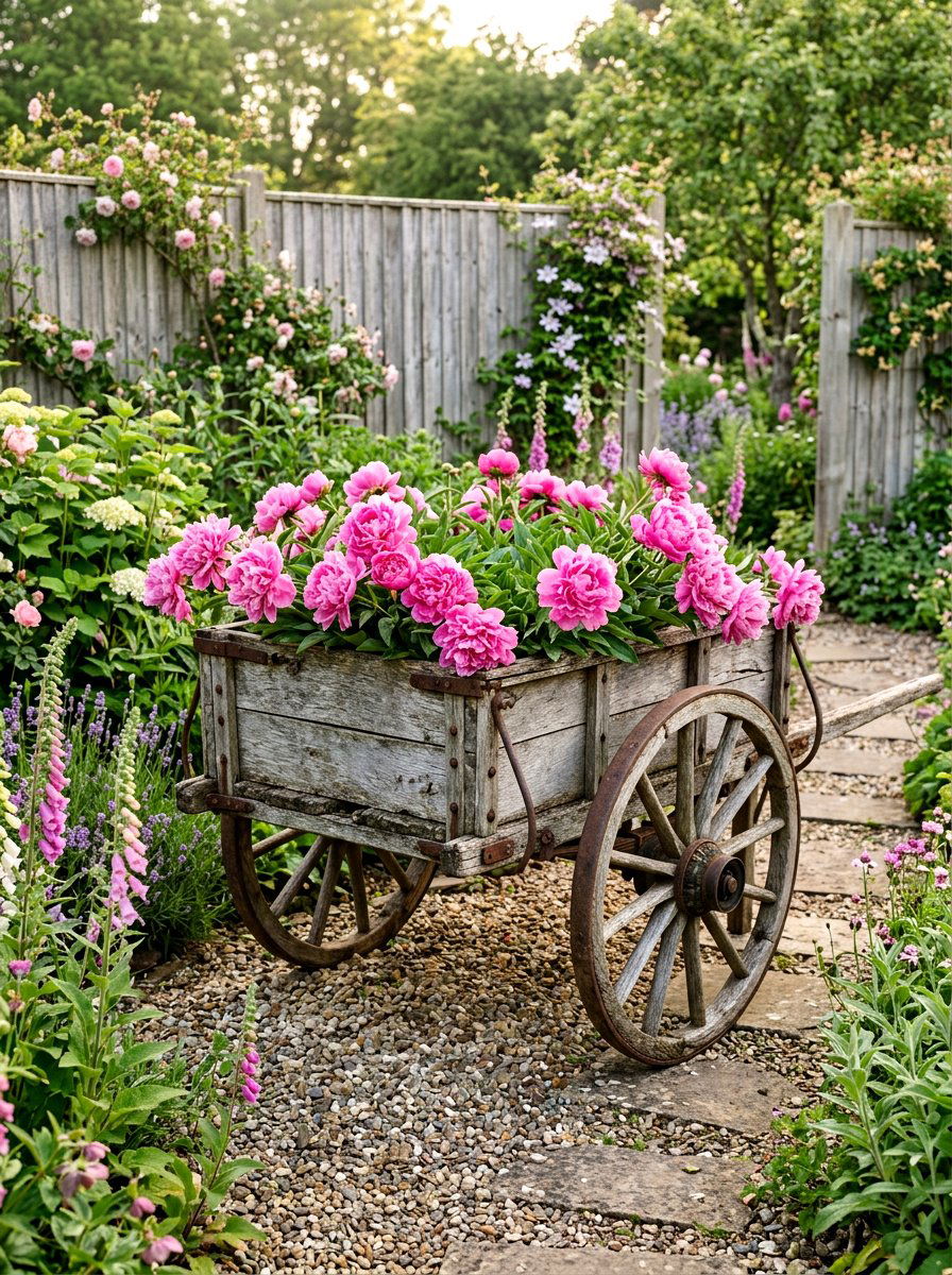 Weathered Wood Wagon - 25 Spring Wagon Decor Ideas