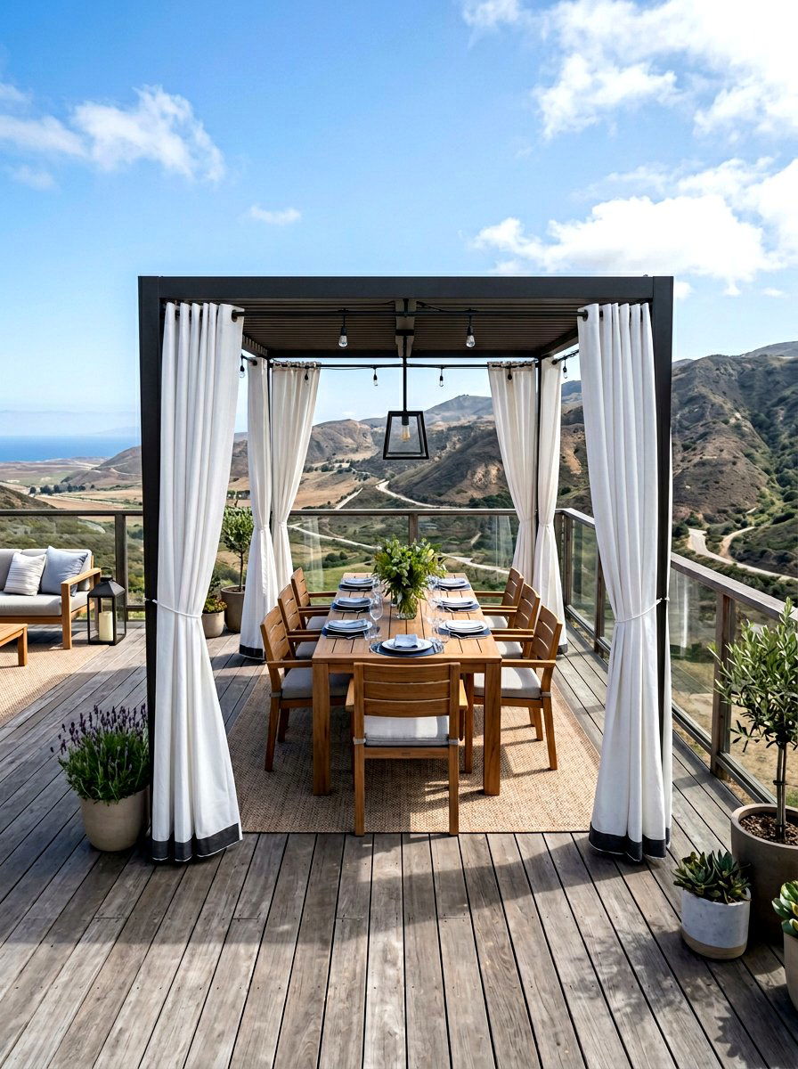 Weighted bottom deck curtains - 25 Spring Outdoor Curtain Ideas